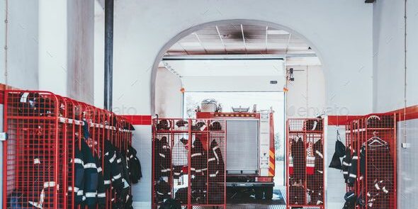 Picture showing the inside of a clean fire station.