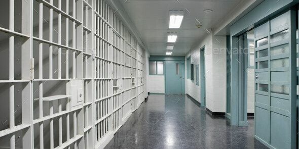 Picture showing a clean prison corridor.